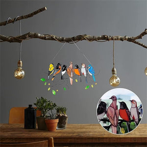 Adsorbable Pendant Chain Multicolored Birds Window Hanging Ornaments