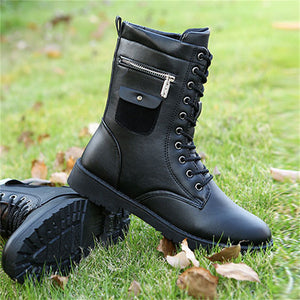 Cool Trendy Lace Up Waterproof Mid Calf Boots for Men