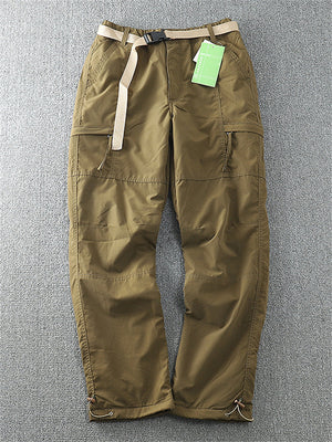 Men's Keep Warm Plush Liner Multi-Pocket Cargo Pants with Belt