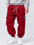 Men's Comfy Fleeced Elastic Waist Loose Fit Cargo Joggers Sweatpants