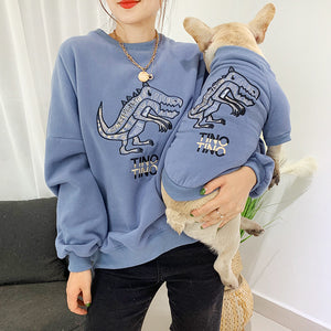 Dinosaur Embroidered Sweatshirt for Pug Bichon Frise British Shorthair & Owner