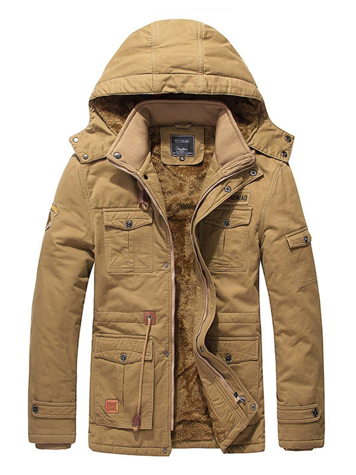 Men's Winter Warm Fleece Lined Hooded Parka Jackets