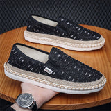 Men's Casual Lazy Slip-On Sewing Thread Fisherman Canvas Shoes