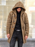 Men's Vintage Hooded Sweater Jacket with Horn Buttons
