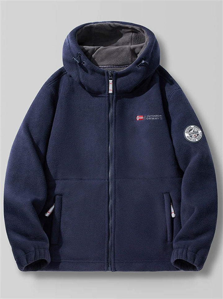 Men's Plus Size Long Sleeve Zip Up Fleeced Hoodie