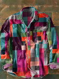 Men's Retro Contrast Color Plaid Button Up Shirts