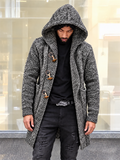 Men's Vintage Hooded Sweater Jacket with Horn Buttons
