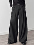 Men's Cool High Street Wrinkled Design Wide-Leg Casual Suit Pants
