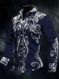 Men's Cool Floral Print Button Up Lapel Long Sleeve Shirts