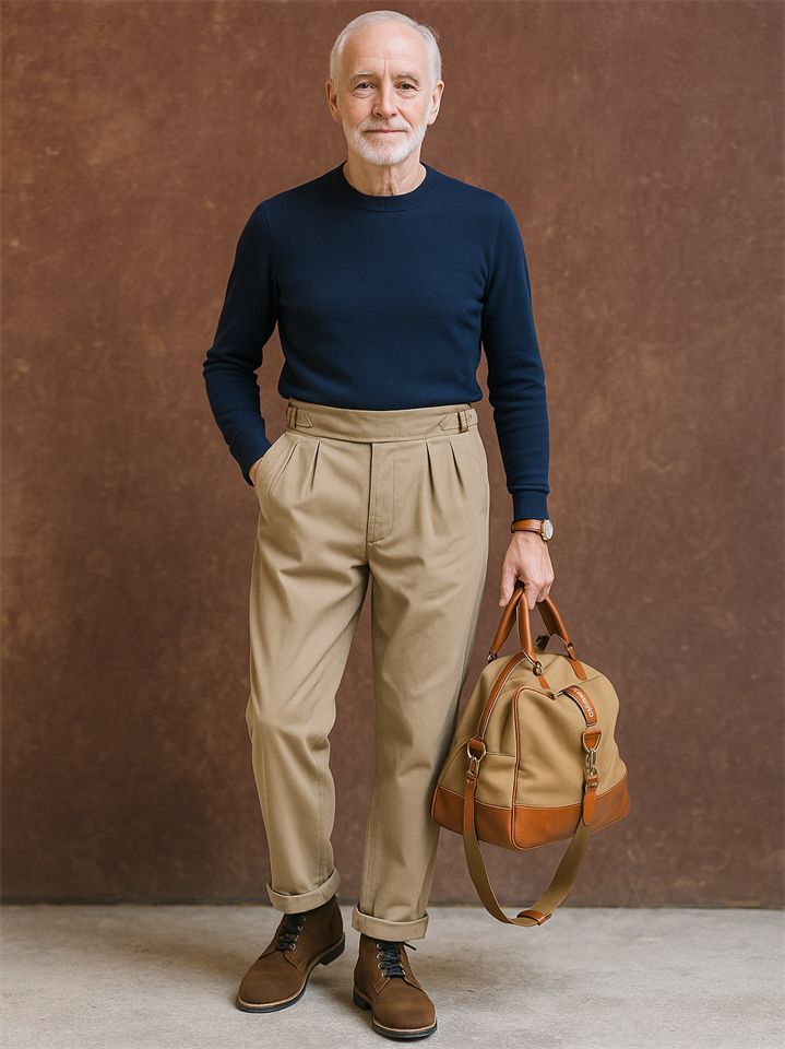 Men's Rerto Casual High Waist Gurkha Pants