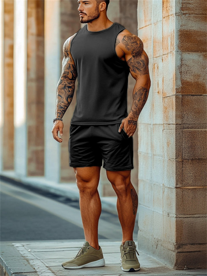 Men's Casual Vest + Knee Shorts Sports Set