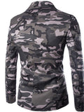 Men’s Cool Lapel Collar Button Up Camouflage Blazer