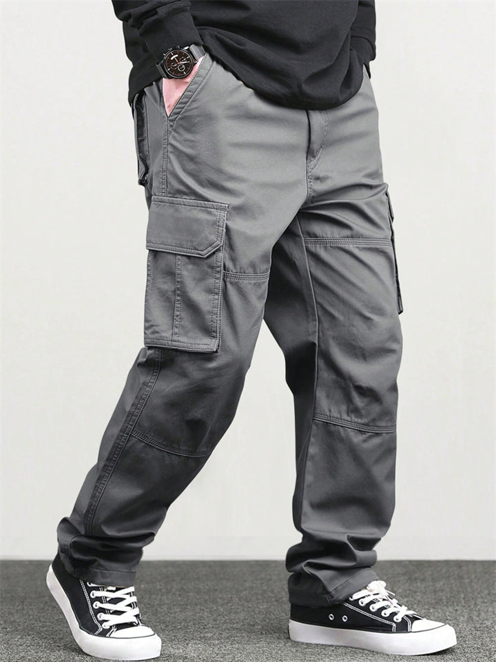 Men's High Steet Straight-Leg Multi Pockets Cotton Cargo Pants