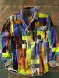 Men's Retro Contrast Color Plaid Button Up Shirts