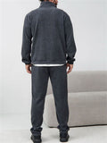 Men Corduroy Half Zip Sweatshirt and Jogger Pants Two Piece Set