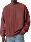 Men's Round Neck Cable-Knit Long Sleeve Casual Sweatshirts