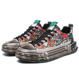Men's Chinese Inspired Dragon Print Lace Up Sneakers