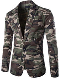 Men’s Cool Lapel Collar Button Up Camouflage Blazer