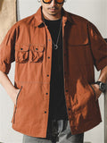 Men's Cool Multi Pockets Button Up Cargo Shirts