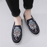 Ethnic Style Elephant Embroidered Cotton Linen Cloth Shoes for Men