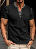 Comfort Stretchy Slim Fit Henley Shirt for Men