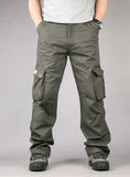 Men Ripstop Cargo Pants Multi Pocket Loose Fit Hiking Work Trousers