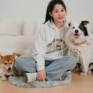 Fleece Dog and Owner Letter Print Matching Hoodies
