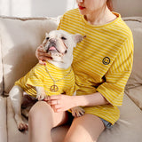 Puppy Owner Smiley Face Leisure Striped Sweatshirt