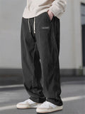 Men's Casual Elastic Waist Straight Leg Corduroy Pants