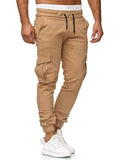 Men Cargo Joggers Drawstring Elastic Waist Tapered Work Pants