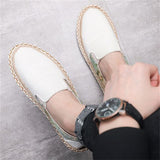 Men's Side Floral Print Patchwork Fisherman Canvas Shoes