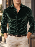 Men Casual Drape Button Down Long Sleeve Collared Shirt