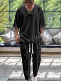 Men's Cozy Solid Color 2-Piece Relaxed Set