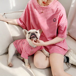 Puppy Owner Smiley Face Leisure Striped Sweatshirt