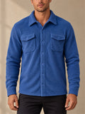 Men Fleece Shirt Jacket Button Down Chest Pockets Casual Shacket