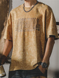 Men's Paisley Letter Printed Crew Neck Shirts