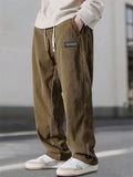 Men's Casual Elastic Waist Straight Leg Corduroy Pants