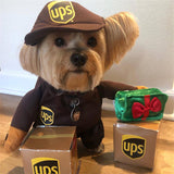 Funny Pet Dress UP Costume Dogs UPS Express Outfit with Hat