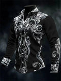 Men's Cool Floral Print Button Up Lapel Long Sleeve Shirts