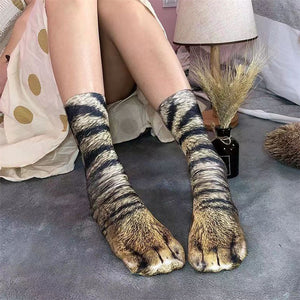 Cute Animal Paw 3D Print Crew Socks for Kids & Adults