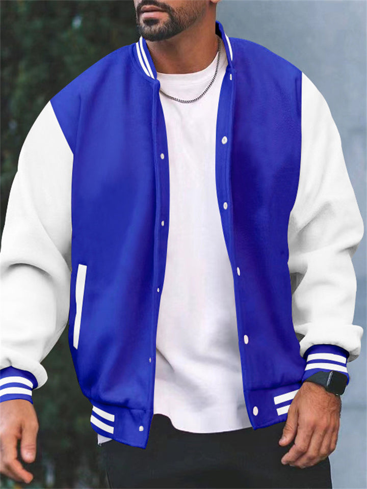 Men's Stand Collar Button Up Baseball Jackets