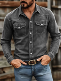 Mens Cool Western Style Long Sleeve Button Down Shirts