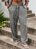 Mens Summer Casual Elastic Waist Cozy Cotton Linen Pants