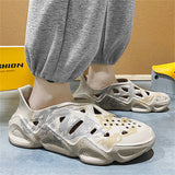 Men's Loong & Chinese Characters Hollow Out Beach Sandals