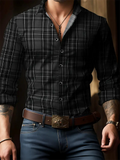 Men's Casual Button Up Contrast Color Checkered Shirts