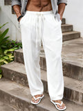 Mens Summer Casual Elastic Waist Cozy Cotton Linen Pants