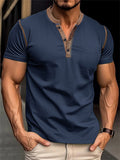Comfort Stretchy Slim Fit Henley Shirt for Men