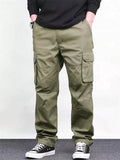 Men's High Steet Straight-Leg Multi Pockets Cotton Cargo Pants