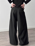 Men's Cool High Street Wrinkled Design Wide-Leg Casual Suit Pants