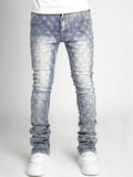 Men's High Waist Stretchy Beads Decorated Skinny Jeans